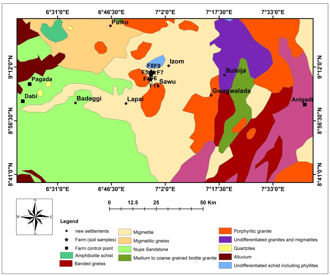 Figure 1. Geological representation of Babban Tsauni and the surrounding environs